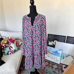 Lilly Pulitzer Pink and Green Floral Long Sleeve Dress